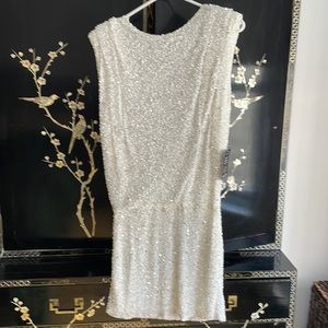 Retrofete Hand beaded white sequin party dress, new with tags. Side zipper.